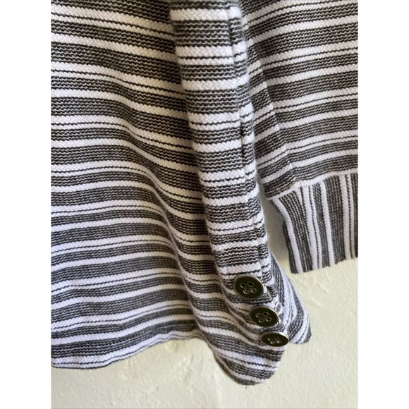 COPY - TALBOTS Cowl neck Knit Top Large Pullover Black White Striped Button Acc… - Picture 5 of 10